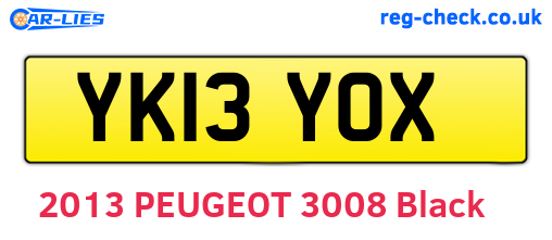 YK13YOX are the vehicle registration plates.