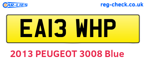 EA13WHP are the vehicle registration plates.