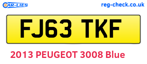 FJ63TKF are the vehicle registration plates.