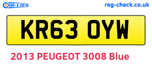 KR63OYW are the vehicle registration plates.