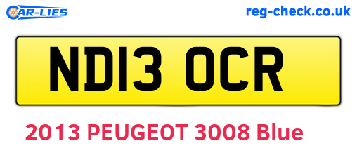 ND13OCR are the vehicle registration plates.