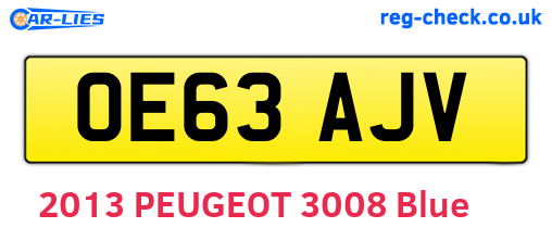 OE63AJV are the vehicle registration plates.