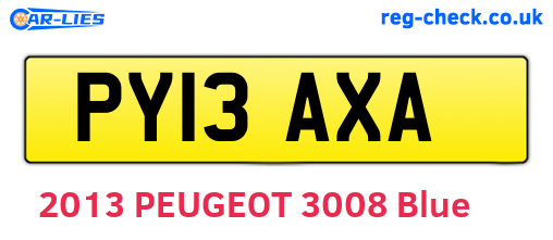 PY13AXA are the vehicle registration plates.