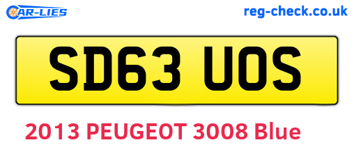 SD63UOS are the vehicle registration plates.