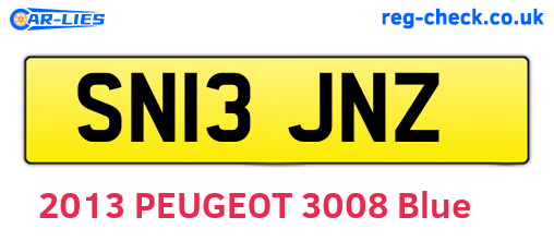 SN13JNZ are the vehicle registration plates.