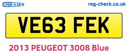 VE63FEK are the vehicle registration plates.