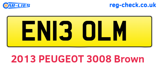 EN13OLM are the vehicle registration plates.