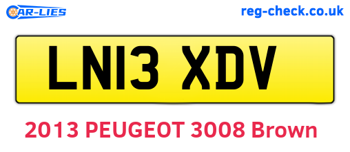 LN13XDV are the vehicle registration plates.