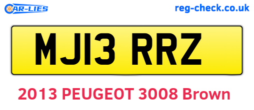 MJ13RRZ are the vehicle registration plates.