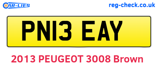 PN13EAY are the vehicle registration plates.