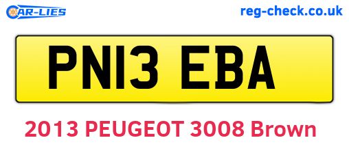 PN13EBA are the vehicle registration plates.