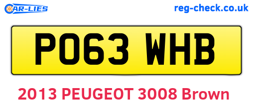 PO63WHB are the vehicle registration plates.