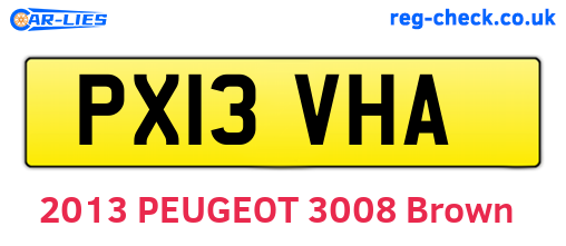 PX13VHA are the vehicle registration plates.