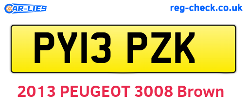 PY13PZK are the vehicle registration plates.