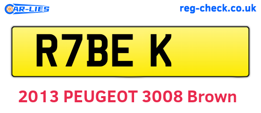 R7BEK are the vehicle registration plates.