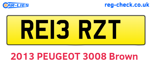 RE13RZT are the vehicle registration plates.