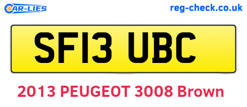 SF13UBC are the vehicle registration plates.