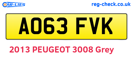 AO63FVK are the vehicle registration plates.