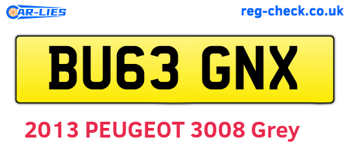 BU63GNX are the vehicle registration plates.