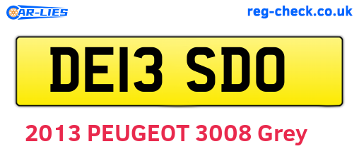 DE13SDO are the vehicle registration plates.