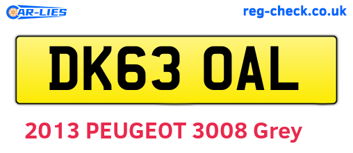 DK63OAL are the vehicle registration plates.
