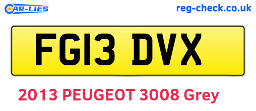 FG13DVX are the vehicle registration plates.