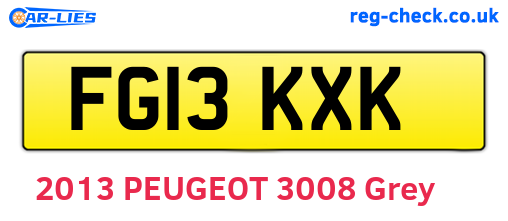 FG13KXK are the vehicle registration plates.