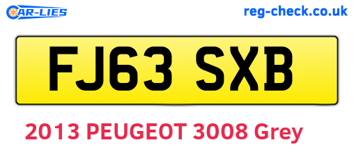 FJ63SXB are the vehicle registration plates.