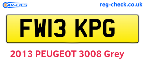 FW13KPG are the vehicle registration plates.