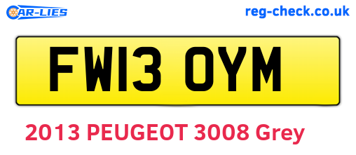 FW13OYM are the vehicle registration plates.