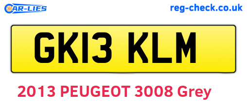 GK13KLM are the vehicle registration plates.