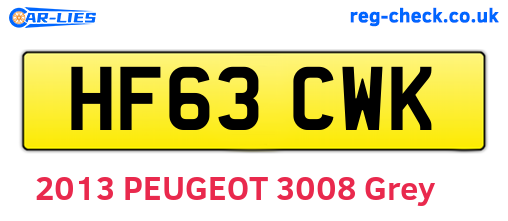 HF63CWK are the vehicle registration plates.