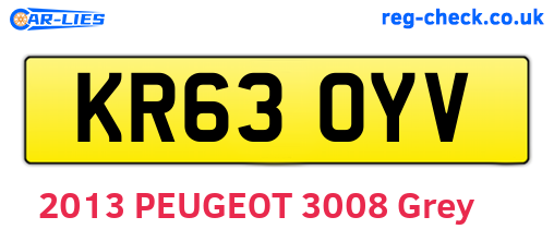 KR63OYV are the vehicle registration plates.
