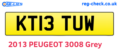 KT13TUW are the vehicle registration plates.