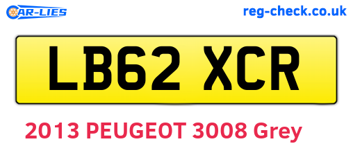 LB62XCR are the vehicle registration plates.