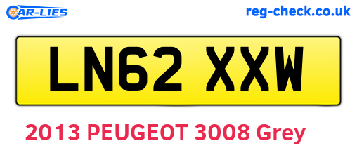 LN62XXW are the vehicle registration plates.