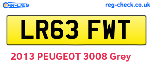 LR63FWT are the vehicle registration plates.
