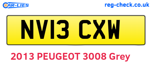 NV13CXW are the vehicle registration plates.