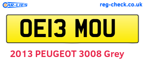 OE13MOU are the vehicle registration plates.