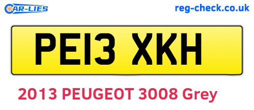 PE13XKH are the vehicle registration plates.