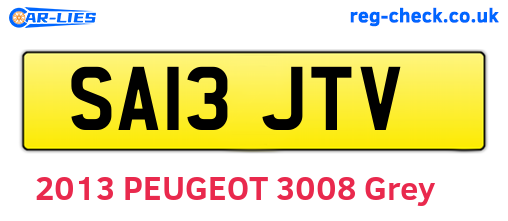 SA13JTV are the vehicle registration plates.