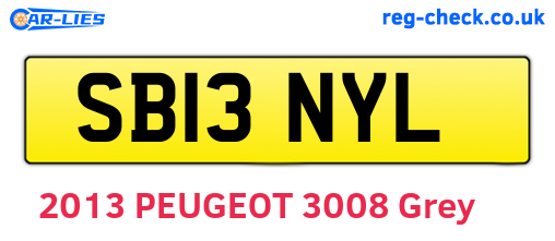 SB13NYL are the vehicle registration plates.