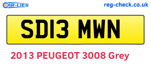 SD13MWN are the vehicle registration plates.