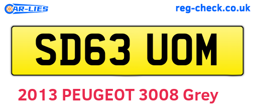 SD63UOM are the vehicle registration plates.