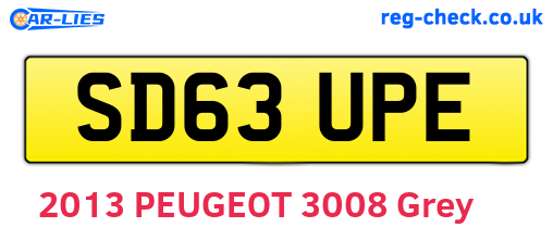 SD63UPE are the vehicle registration plates.