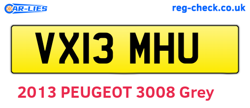 VX13MHU are the vehicle registration plates.