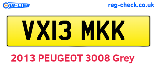 VX13MKK are the vehicle registration plates.
