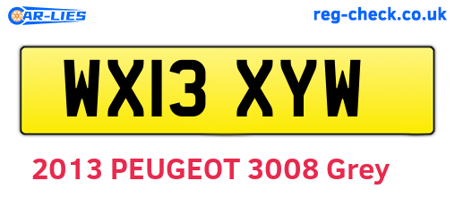 WX13XYW are the vehicle registration plates.