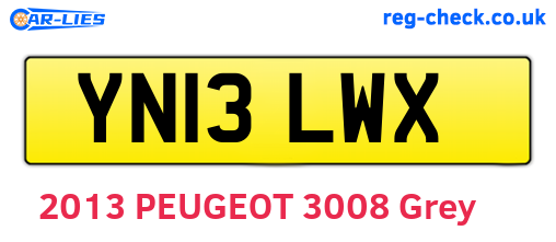 YN13LWX are the vehicle registration plates.