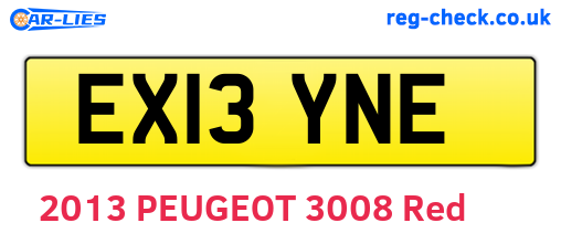 EX13YNE are the vehicle registration plates.